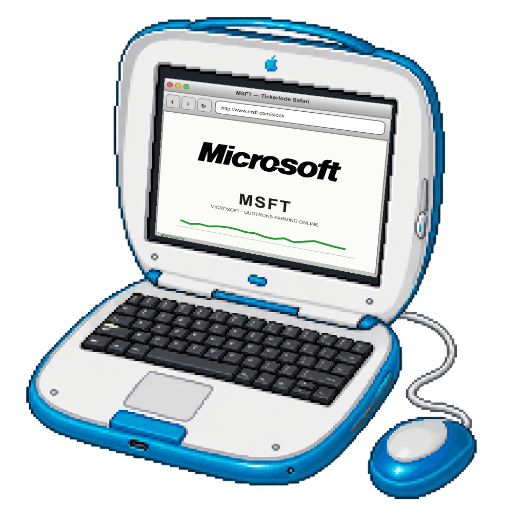 iBook G3 Clamshell in BLUEBERRY with MSFT screen art