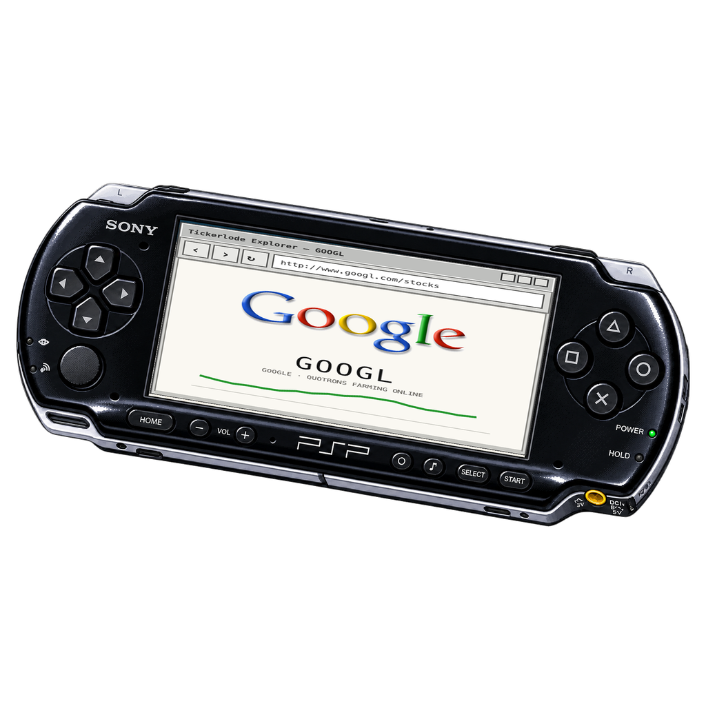 Sony PSP-1000 in PIANO BLACK with GOOGL screen art